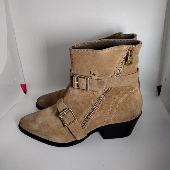 AllSaints Lior Suede Zip Bootie Desert Sand EU size 39 US Size 9 NWOB - Picture 3 of 15